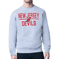 New Jersey Devils Starter Mesh Look Team Name Logo Pullover Sweatshirt - Heather Gray - NHL