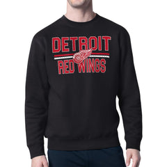 Detroit Red Wings Starter Mesh Look Team Name Logo Pullover Sweatshirt - Black - NHL