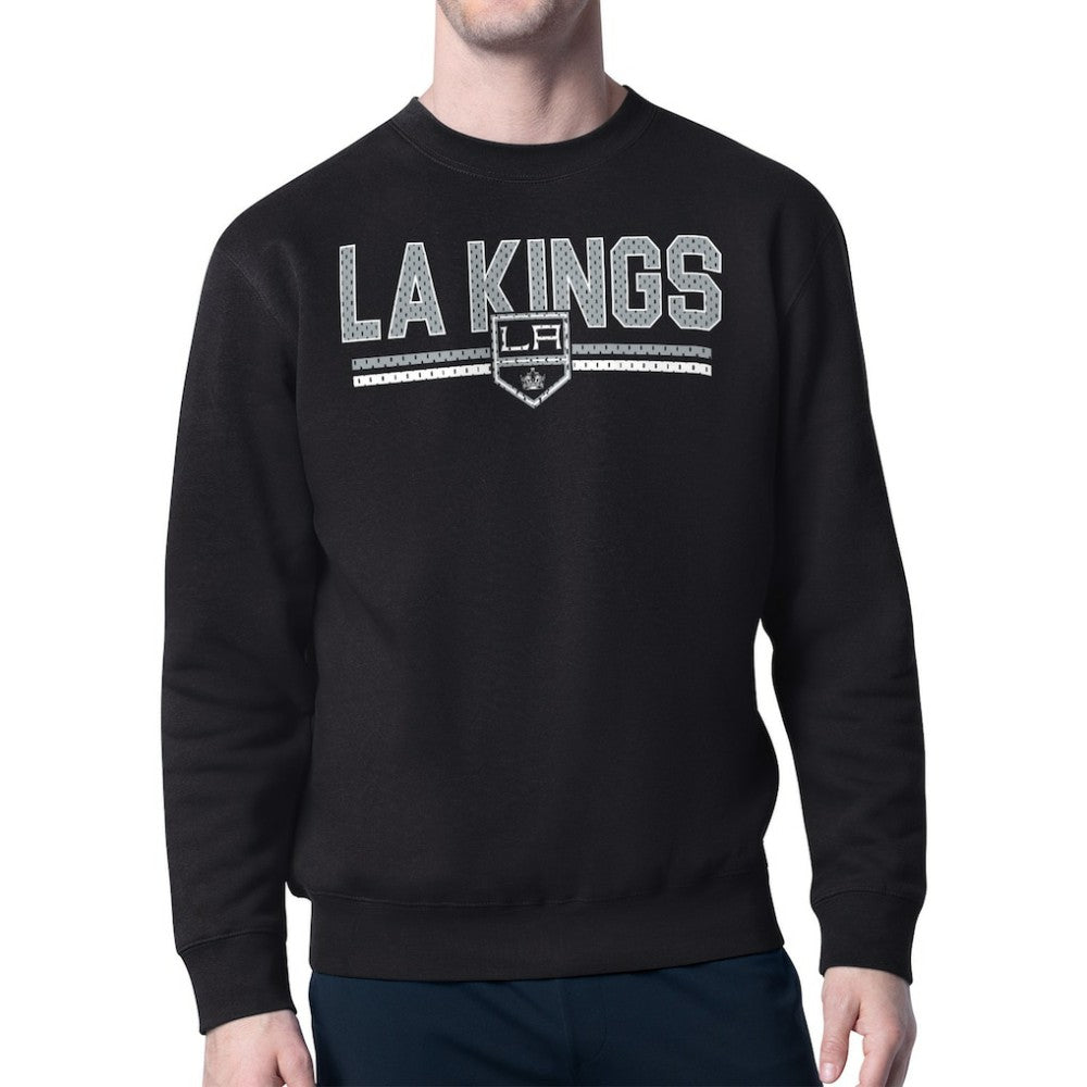 Los Angeles Kings Starter Mesh Look Team Name Logo Pullover Sweatshirt - Black - NHL