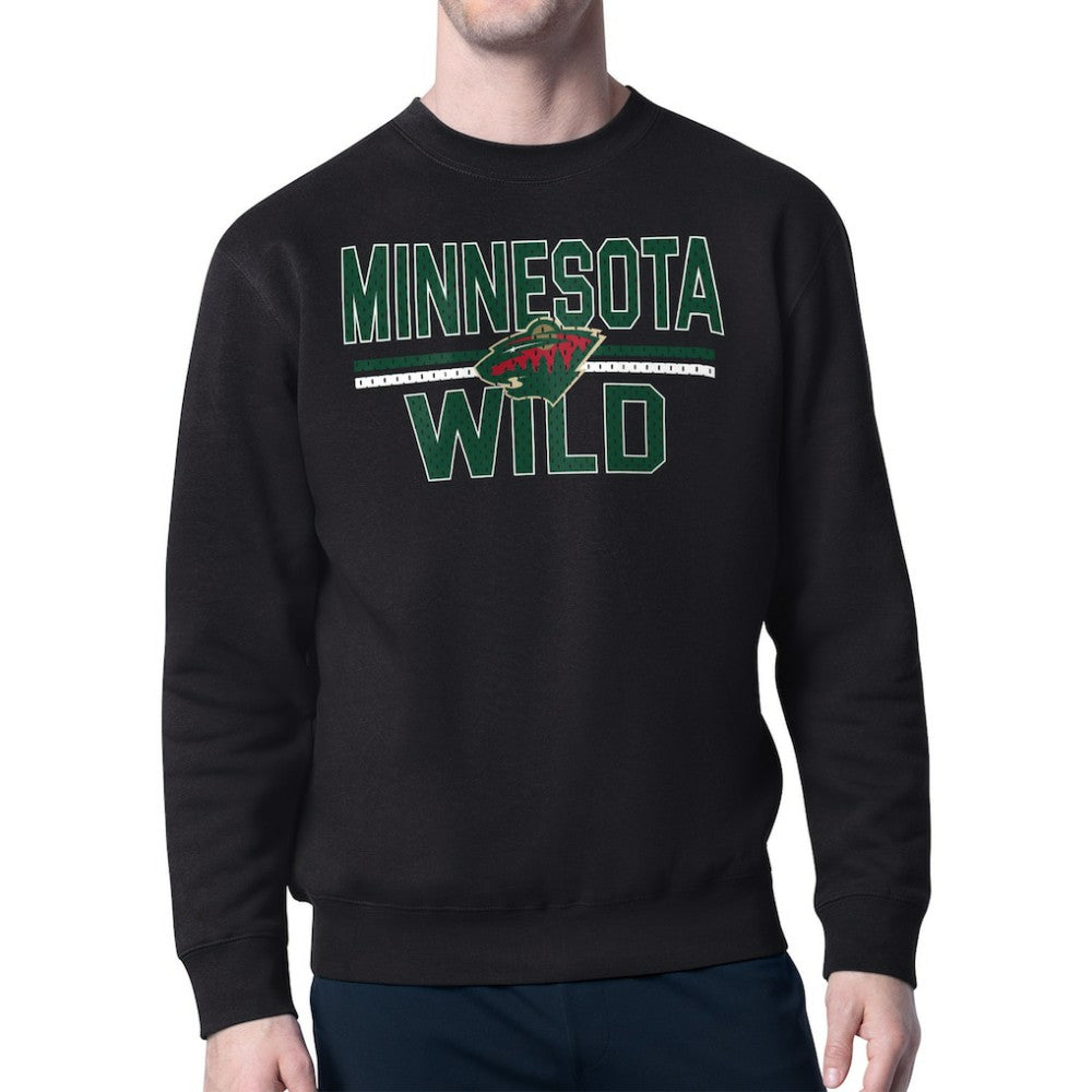 Minnesota Wild Starter Mesh Look Team Name Logo Pullover Sweatshirt - Black - NHL