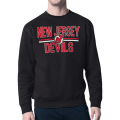 New Jersey Devils Starter Mesh Look Team Name Logo Pullover Sweatshirt - Black - NHL