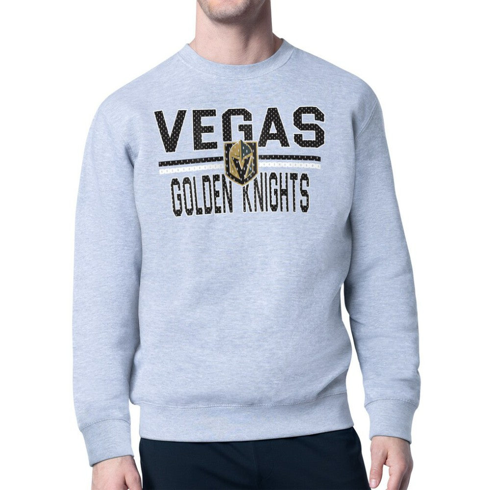 Vegas Golden Knights Starter Mesh Look Team Name Logo Pullover Sweatshirt - Heather Gray - NHL