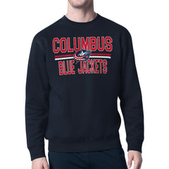 Columbus Blue Jackets Starter Mesh Look Team Name Logo Pullover Sweatshirt - Navy - NHL