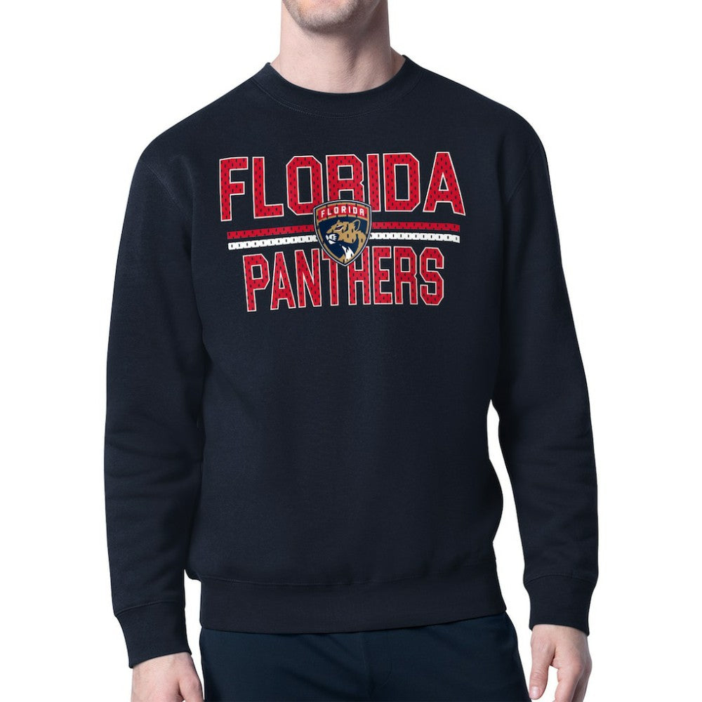 Florida Panthers Starter Mesh Look Team Name Logo Pullover Sweatshirt - Navy - NHL