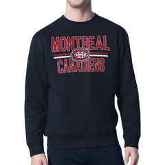 Montreal Canadiens Starter Mesh Look Team Name Logo Pullover Sweatshirt - Navy - NHL