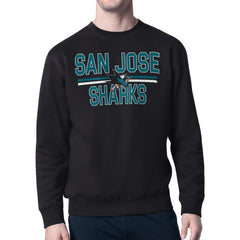 San Jose Sharks Starter Mesh Look Team Name Logo Pullover Sweatshirt - Black - NHL