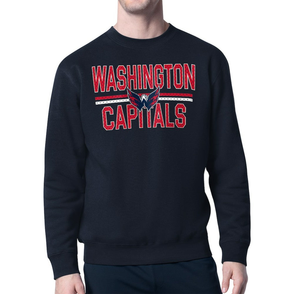 Washington Capitals Starter Mesh Look Team Name Logo Pullover Sweatshirt - Navy - NHL