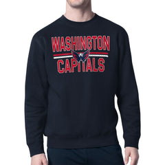 Washington Capitals Starter Mesh Look Team Name Logo Pullover Sweatshirt - Navy - NHL