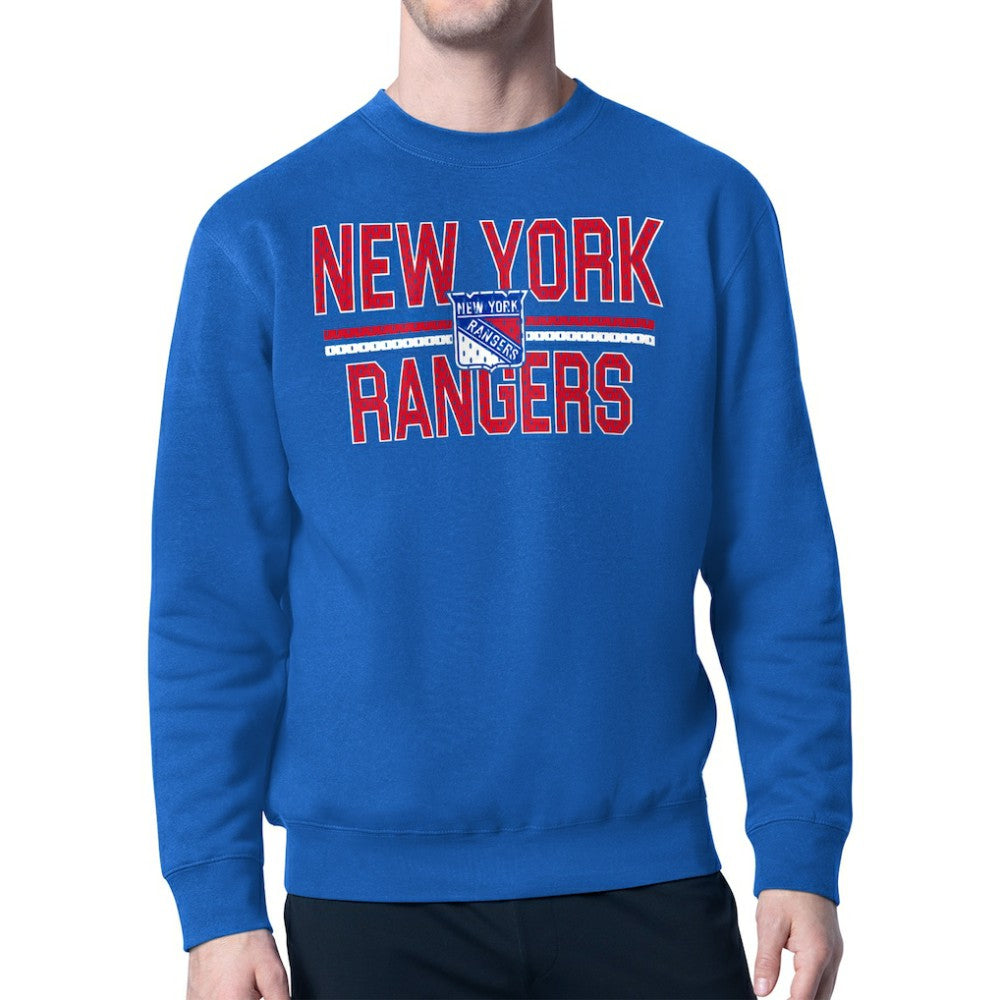 New York Rangers Starter Mesh Look Team Name Logo Pullover Sweatshirt - Blue - NHL