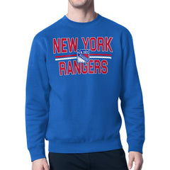 New York Rangers Starter Mesh Look Team Name Logo Pullover Sweatshirt - Blue - NHL