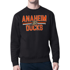 Anaheim Ducks Starter Mesh Look Team Name Logo Pullover Sweatshirt - Black - NHL