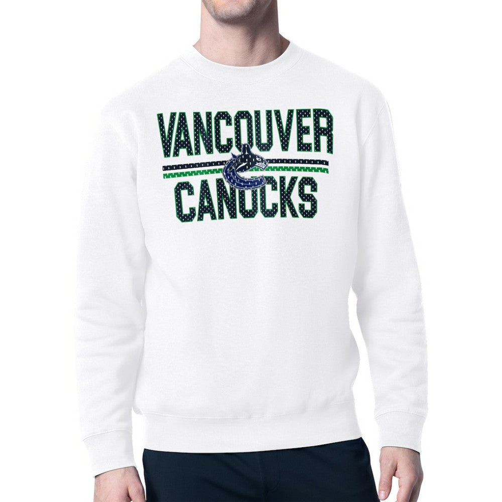 Vancouver Canucks Starter Mesh Look Team Name Logo Pullover Sweatshirt - White - NHL