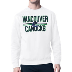 Vancouver Canucks Starter Mesh Look Team Name Logo Pullover Sweatshirt - White - NHL