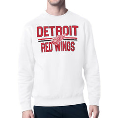 Detroit Red Wings Starter Mesh Look Team Name Logo Pullover Sweatshirt - White - NHL
