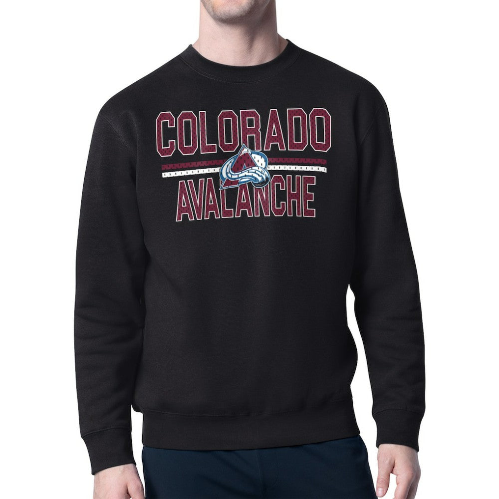Colorado Avalanche Starter Mesh Look Team Name Logo Pullover Sweatshirt - Black - NHL