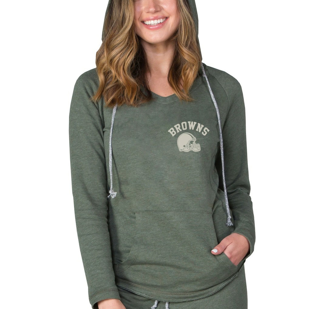 Cleveland Browns Concepts Sport Women's Mainstream Terry Tri-Blend V-Neck Pullover Hoodie Green | NFL