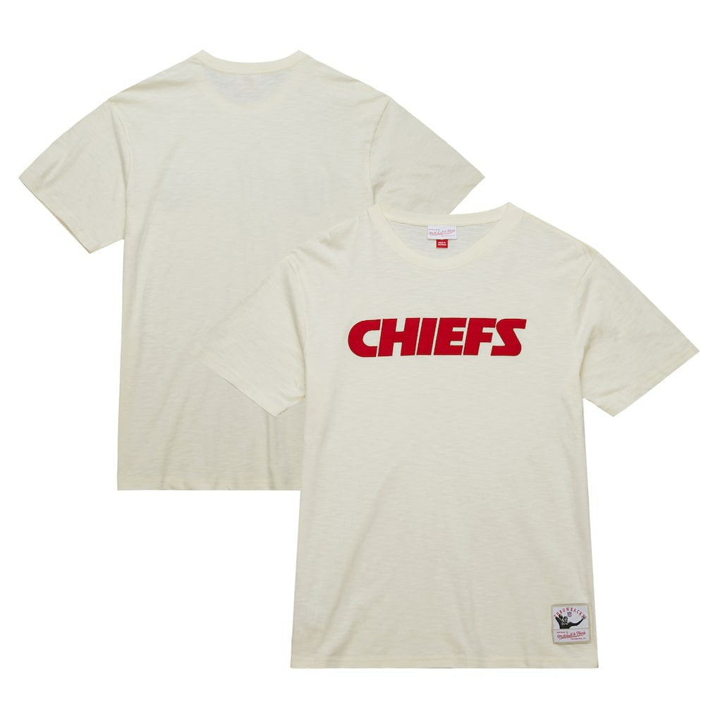 Kansas City Chiefs Vintage Logo Heritage Slub T-Shirt Cream | Mitchell & Ness