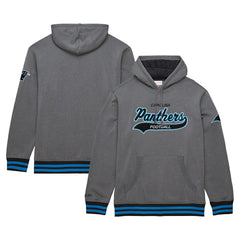 Carolina Panthers Vintage Logo Snow Washed Fleece Pullover Hoodie Heather Gray | Mitchell & Ness