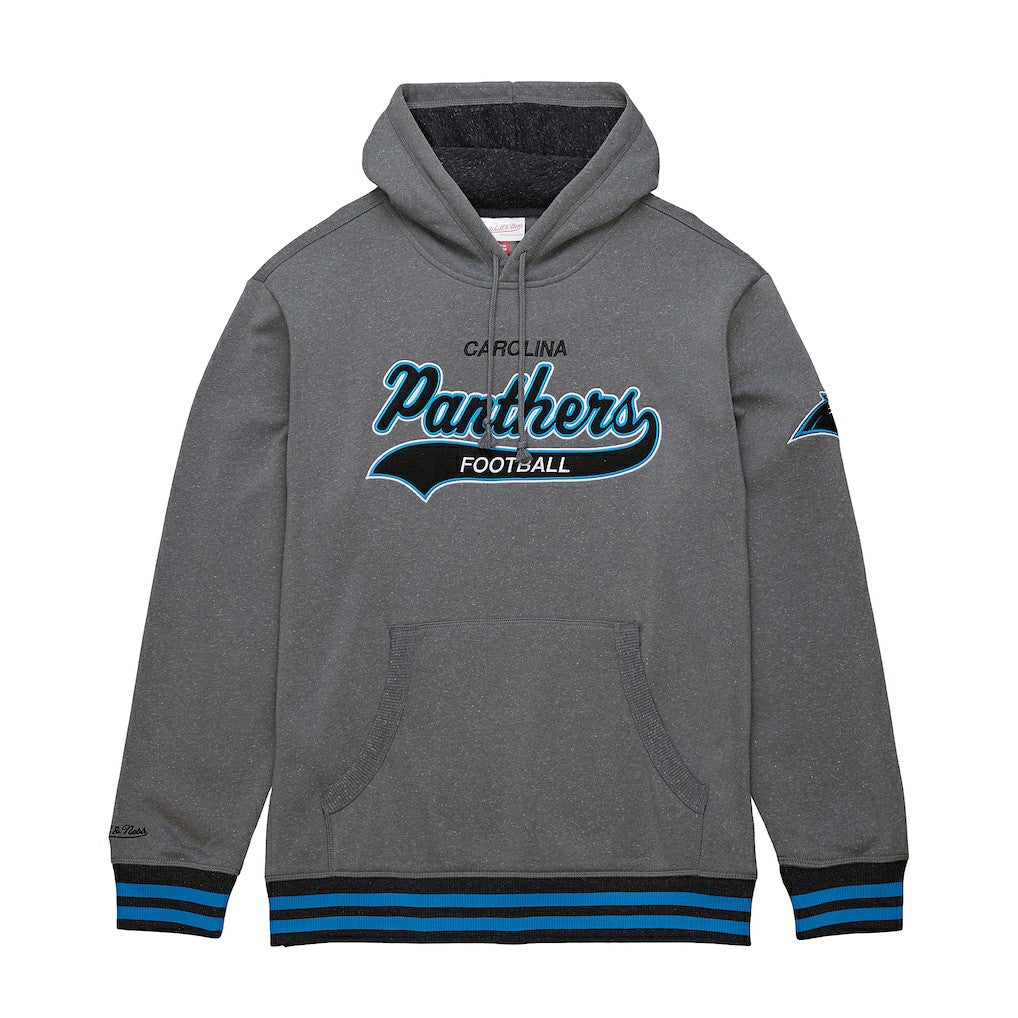 Carolina Panthers Vintage Logo Snow Washed Fleece Pullover Hoodie Heather Gray | Mitchell & Ness