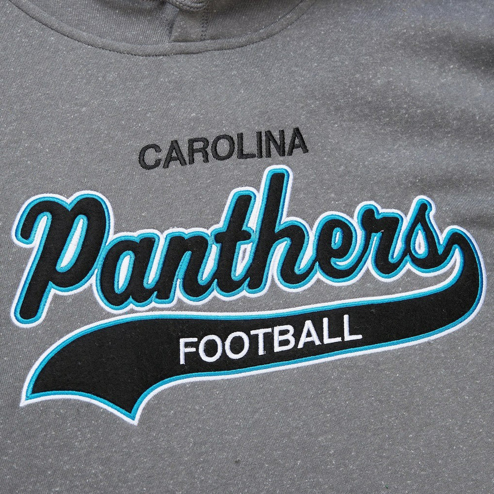 Carolina Panthers Vintage Logo Snow Washed Fleece Pullover Hoodie Heather Gray | Mitchell & Ness