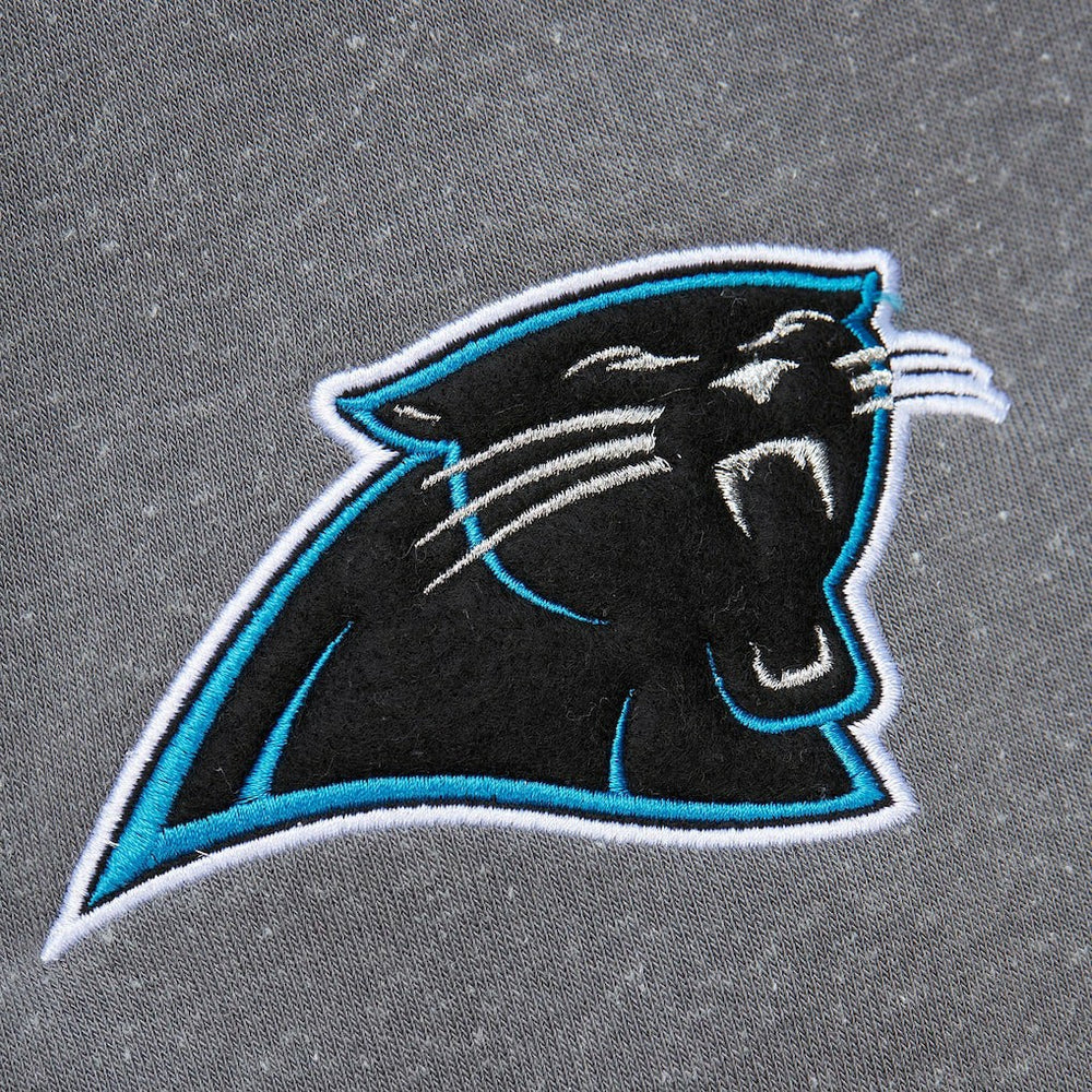 Carolina Panthers Vintage Logo Snow Washed Fleece Pullover Hoodie Heather Gray | Mitchell & Ness