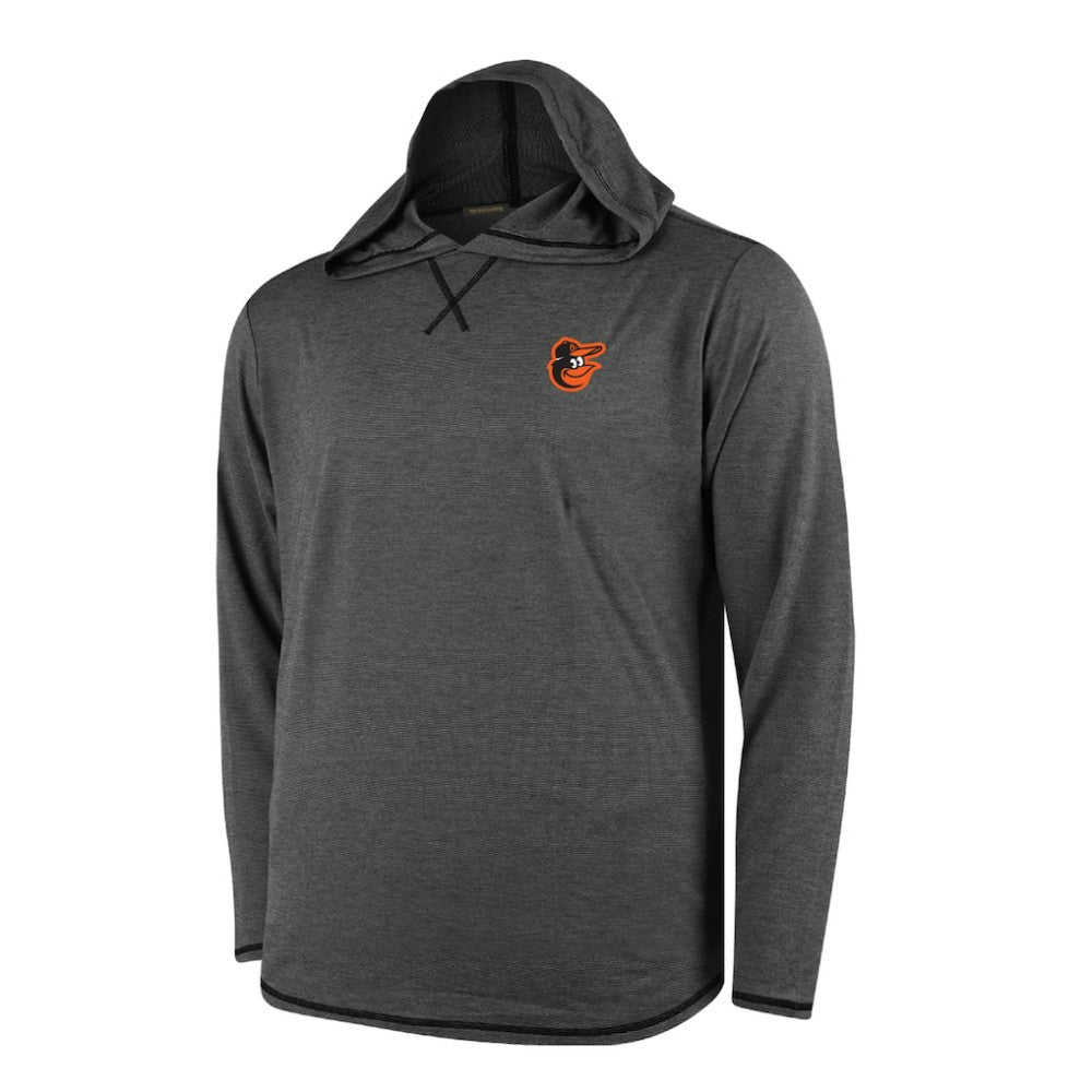 Baltimore Orioles Butter Stripe Tri-Blend Long Sleeve Hoodie T-Shirt - Black Hoodies - MLB