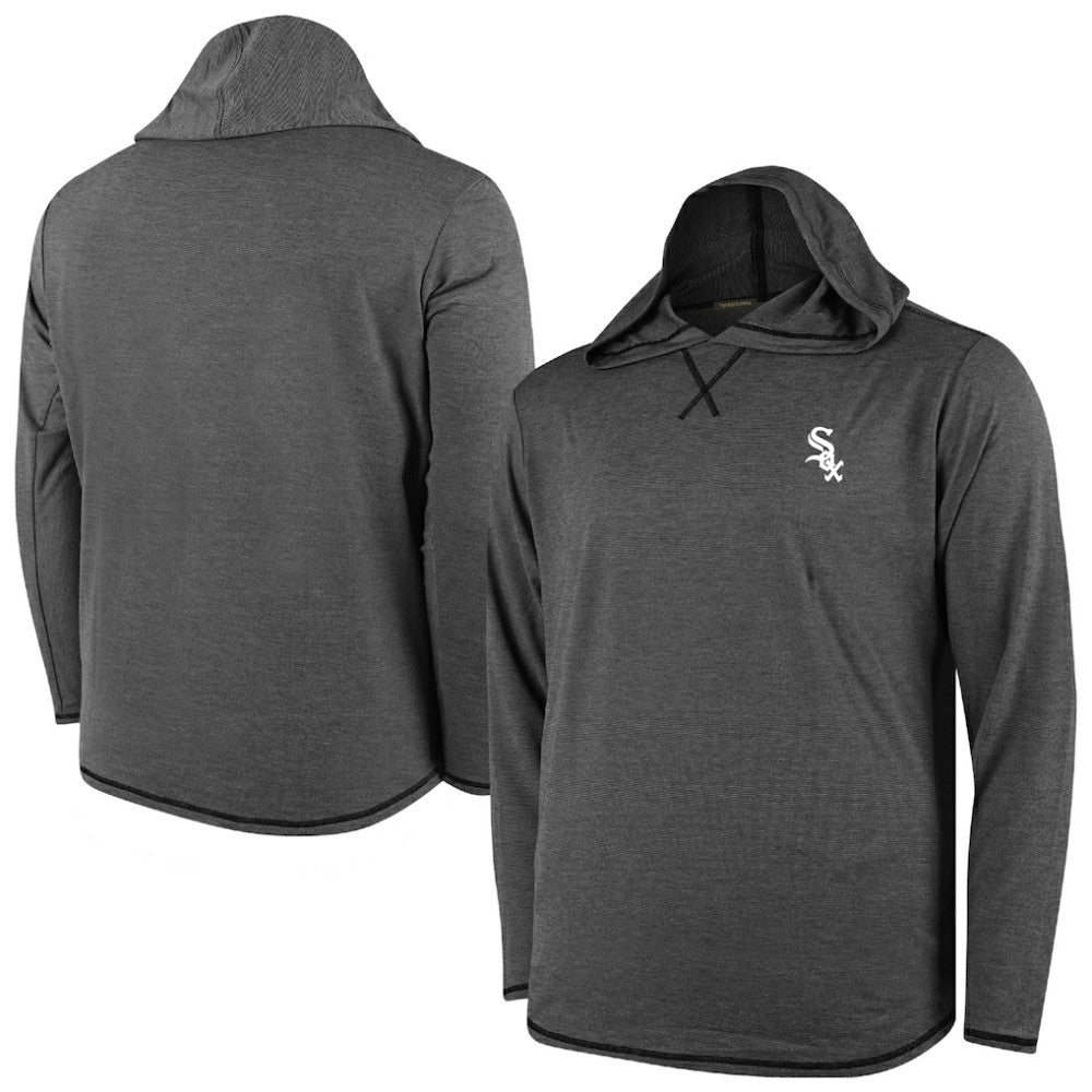 Chicago White Sox Butter Stripe Tri-Blend Long Sleeve Hoodie T-Shirt - Black Hoodies - MLB