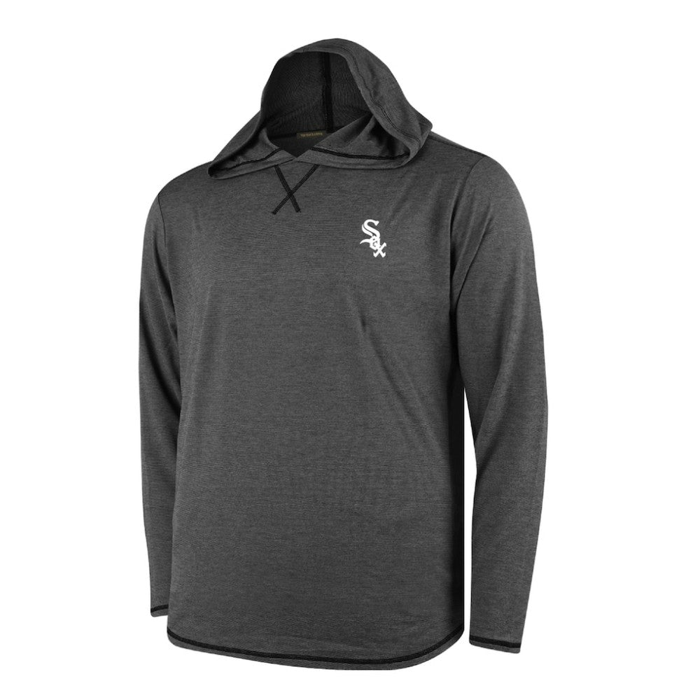 Chicago White Sox Butter Stripe Tri-Blend Long Sleeve Hoodie T-Shirt - Black Hoodies - MLB