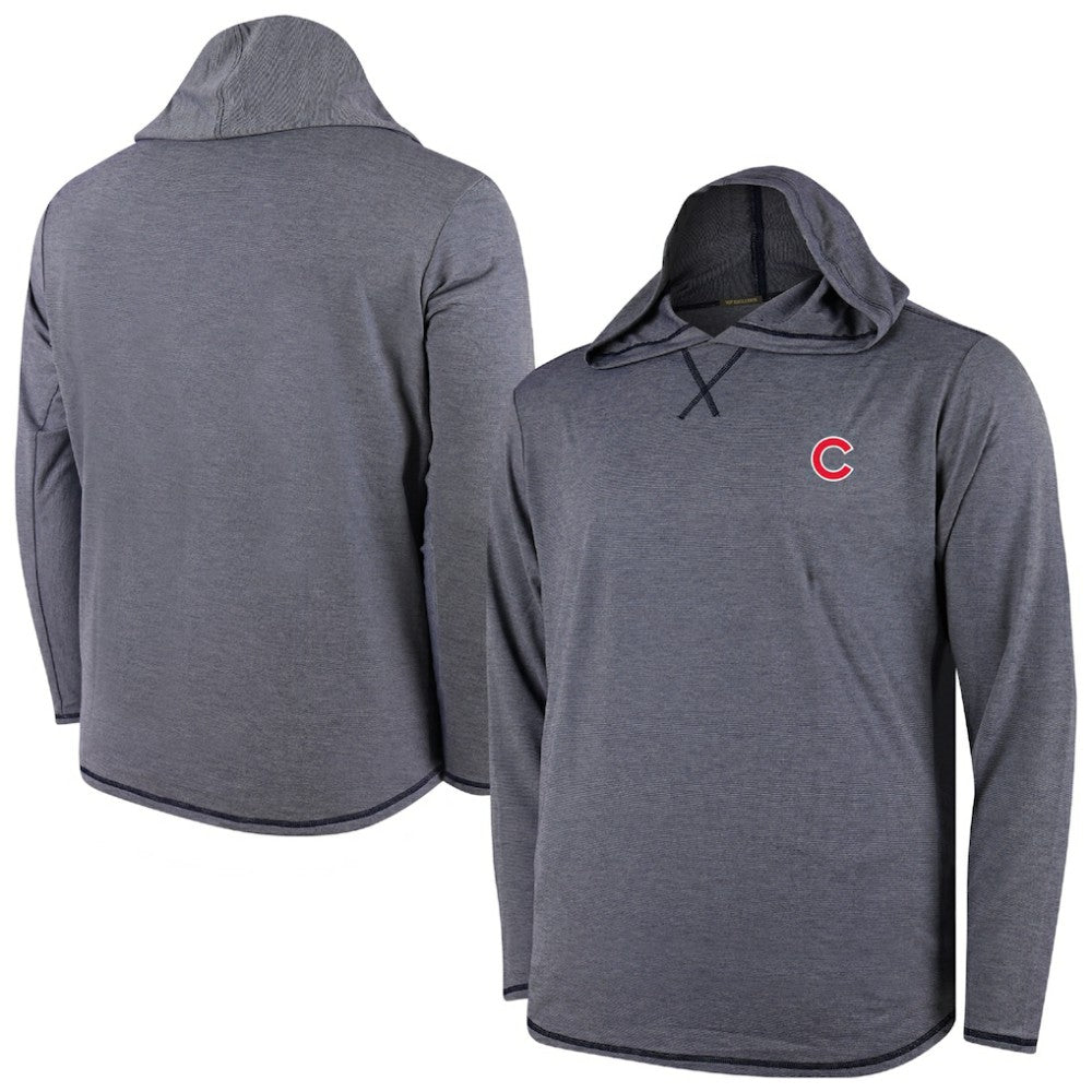 Chicago Cubs Butter Stripe Tri-Blend Long Sleeve Hoodie T-Shirt - Navy Hoodies - MLB