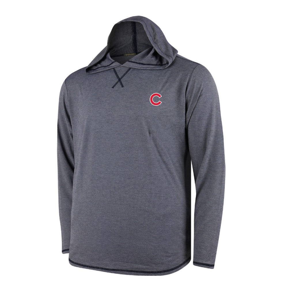 Chicago Cubs Butter Stripe Tri-Blend Long Sleeve Hoodie T-Shirt - Navy Hoodies - MLB