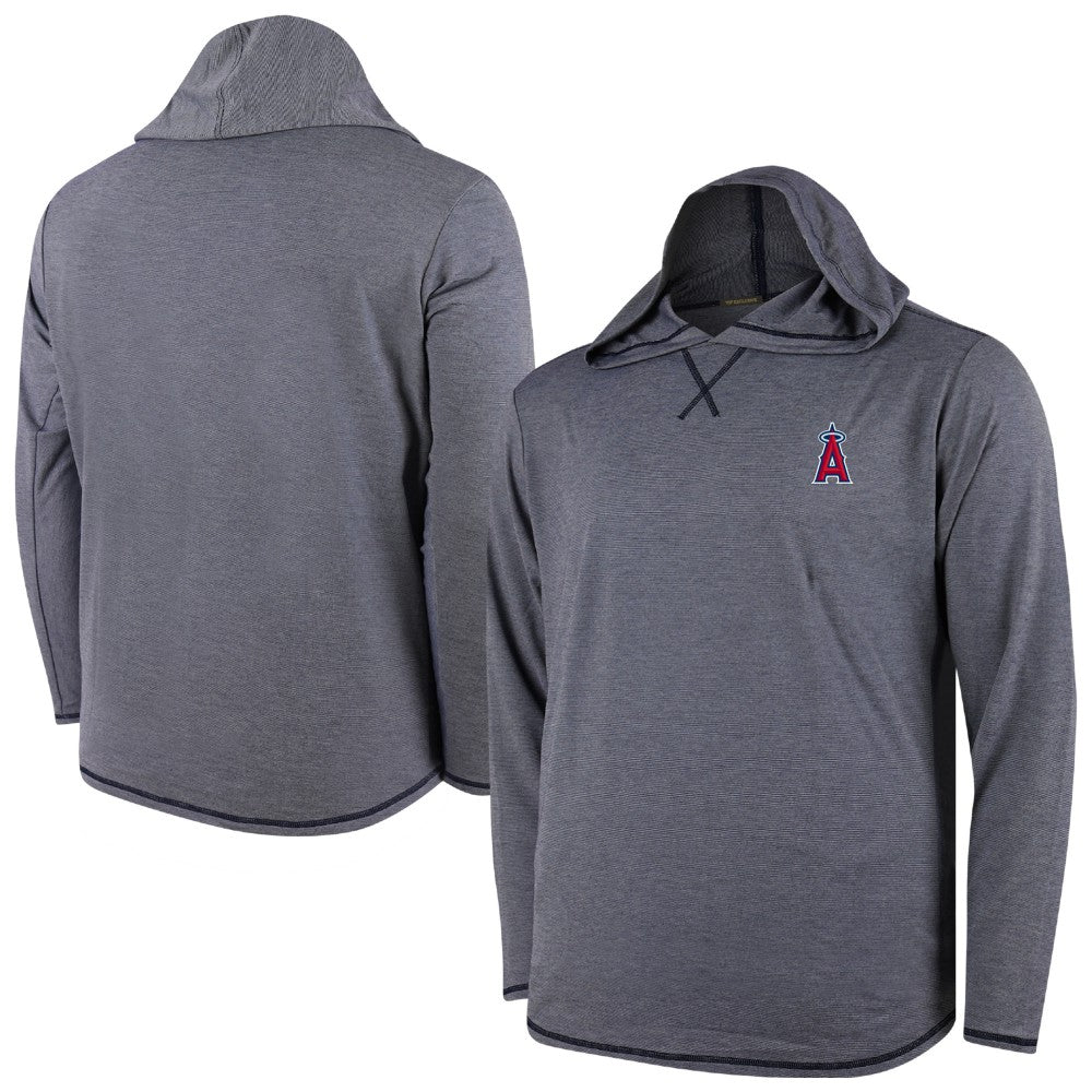 Los Angeles Angels Butter Stripe Tri-Blend Long Sleeve Hoodie T-Shirt - Navy Hoodies - MLB