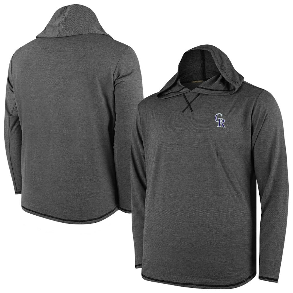 Colorado Rockies Butter Stripe Tri-Blend Long Sleeve Hoodie T-Shirt - Black Hoodies - MLB
