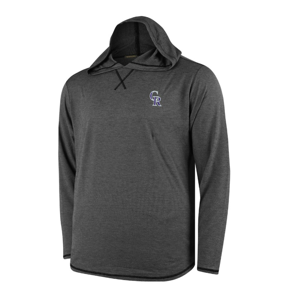Colorado Rockies Butter Stripe Tri-Blend Long Sleeve Hoodie T-Shirt - Black Hoodies - MLB