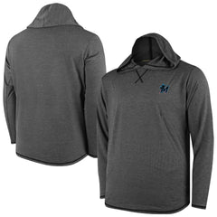 Miami Marlins Butter Stripe Tri-Blend Long Sleeve Hoodie T-Shirt - Black Hoodies - MLB