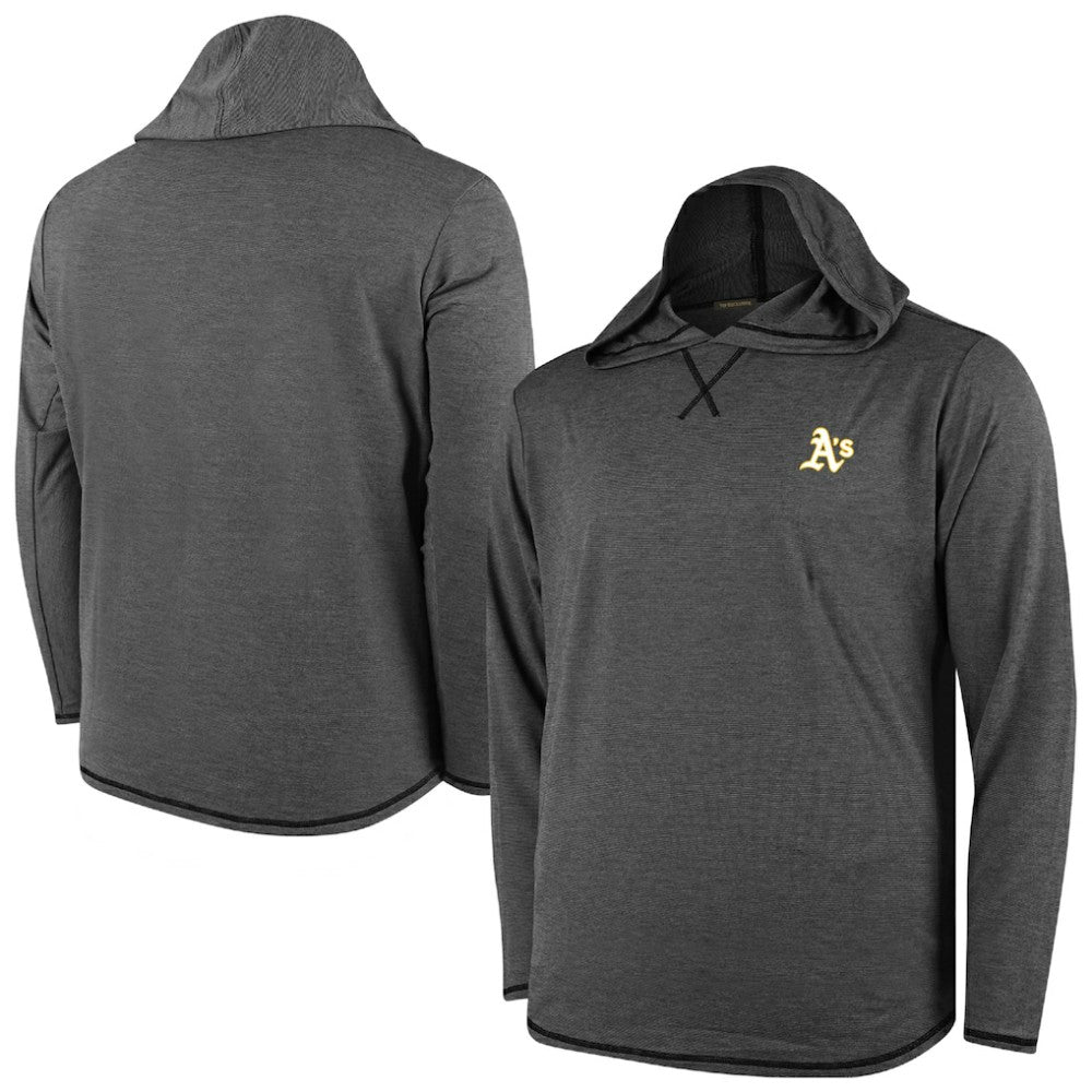 Athletics Butter Stripe Tri-Blend Long Sleeve Hoodie T-Shirt - Black Hoodies - MLB