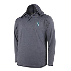 Seattle Mariners Butter Stripe Tri-Blend Long Sleeve Hoodie T-Shirt - Navy Hoodies - MLB