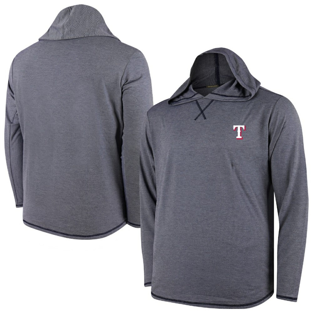 Texas Rangers Butter Stripe Tri-Blend Long Sleeve Hoodie T-Shirt - Navy Hoodies - MLB