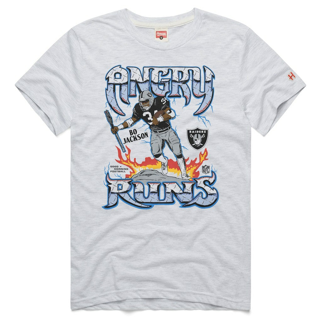 Bo Jackson Las Vegas Raiders Homage Unisex Retro Angry Runs Tri-Blend T-Shirt Ash | NFL