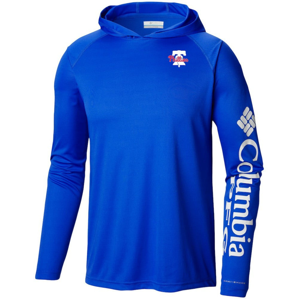 Philadelphia Phillies Columbia Omni-Wick Terminal Tackle Raglan Long Sleeve Hoodie T-Shirt - MLB