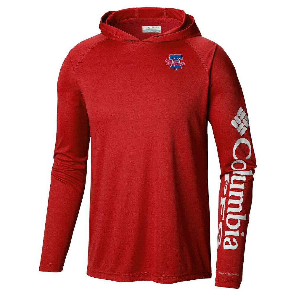 Philadelphia Phillies Columbia Omni-Wick Terminal Tackle Raglan Long Sleeve Hoodie T-Shirt - MLB