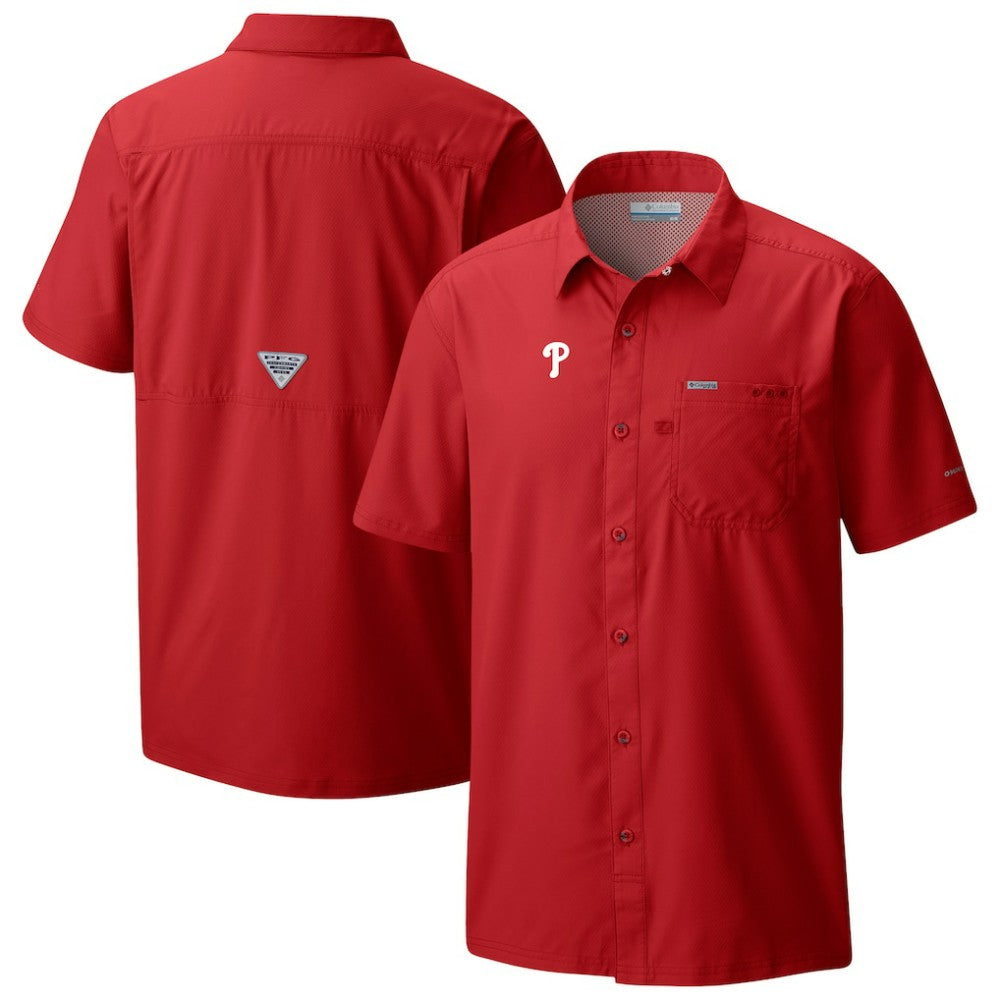 Philadelphia Phillies Columbia Slack Tide Omni-Wick Button-Up Camp Shirt - MLB