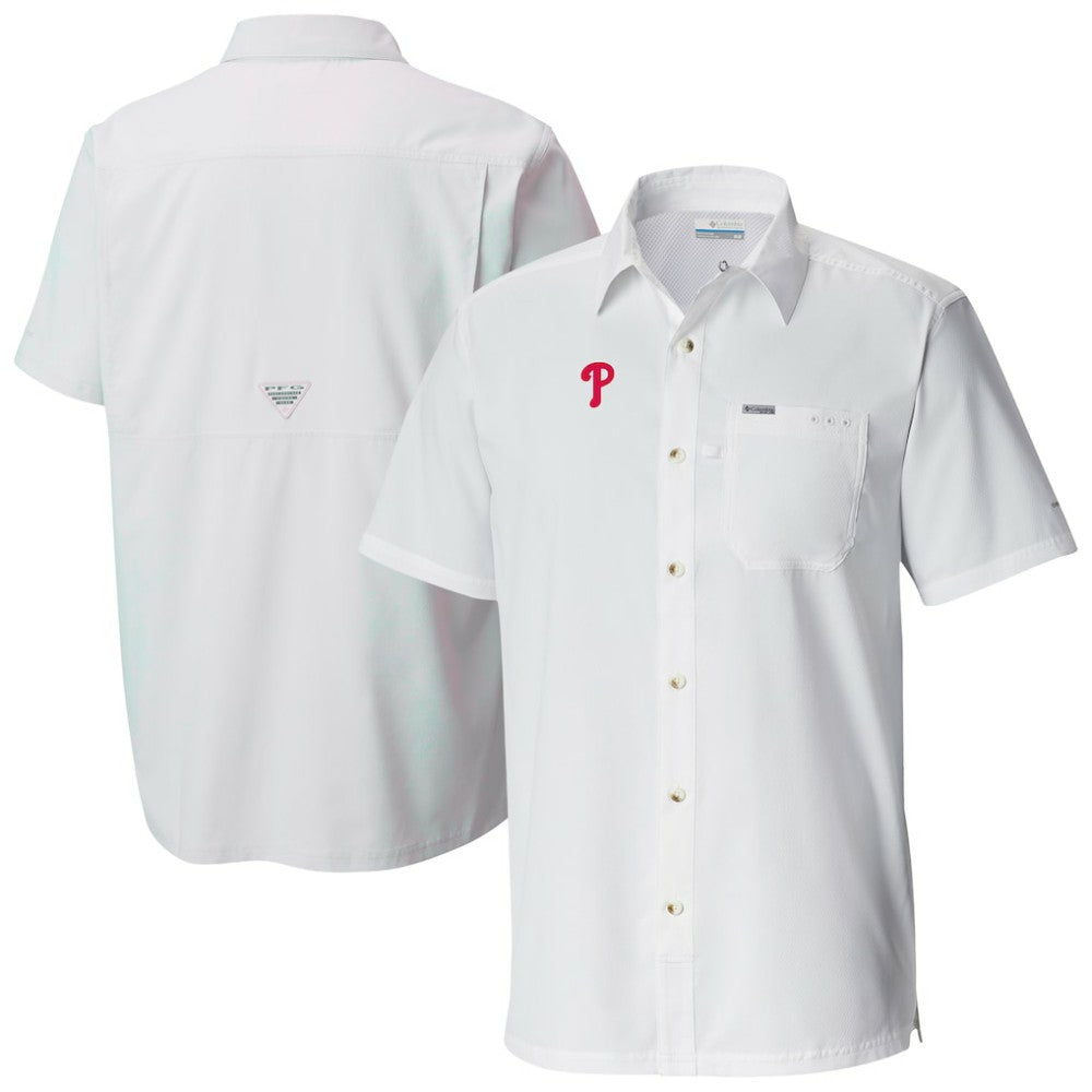 Philadelphia Phillies Columbia Slack Tide Omni-Wick Button-Up Camp Shirt - MLB