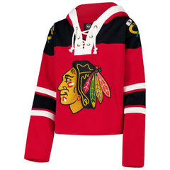 Chicago Blackhawks '47 Women's Cropped Superior Lacer Pullover Hoodie - Red - NHL