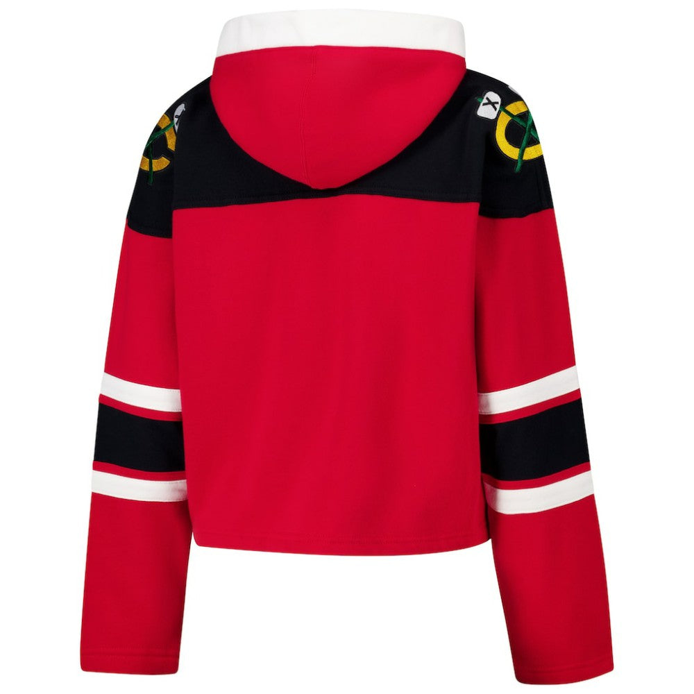 Chicago Blackhawks '47 Women's Cropped Superior Lacer Pullover Hoodie - Red - NHL