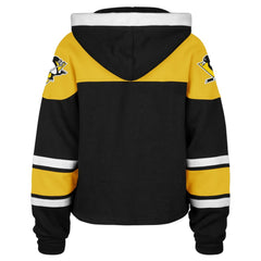Pittsburgh Penguins '47 Women's Cropped Superior Lacer Pullover Hoodie - Black - NHL