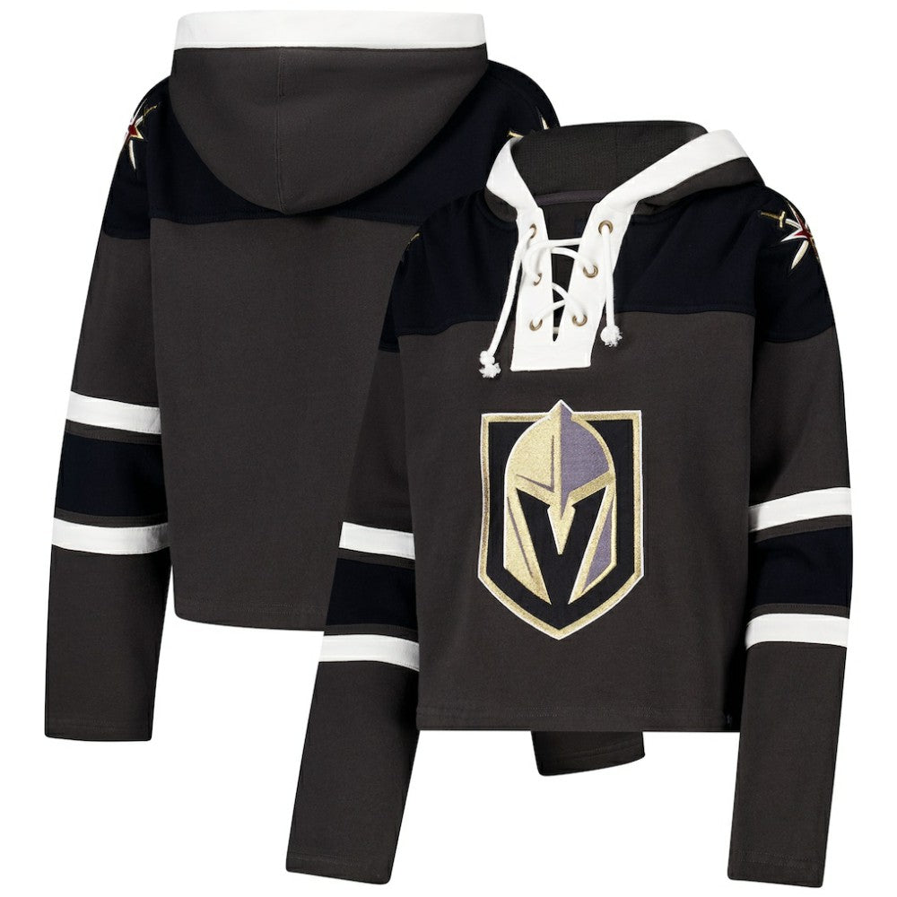 Vegas Golden Knights '47 Women's Cropped Superior Lacer Pullover Hoodie - Charcoal - NHL