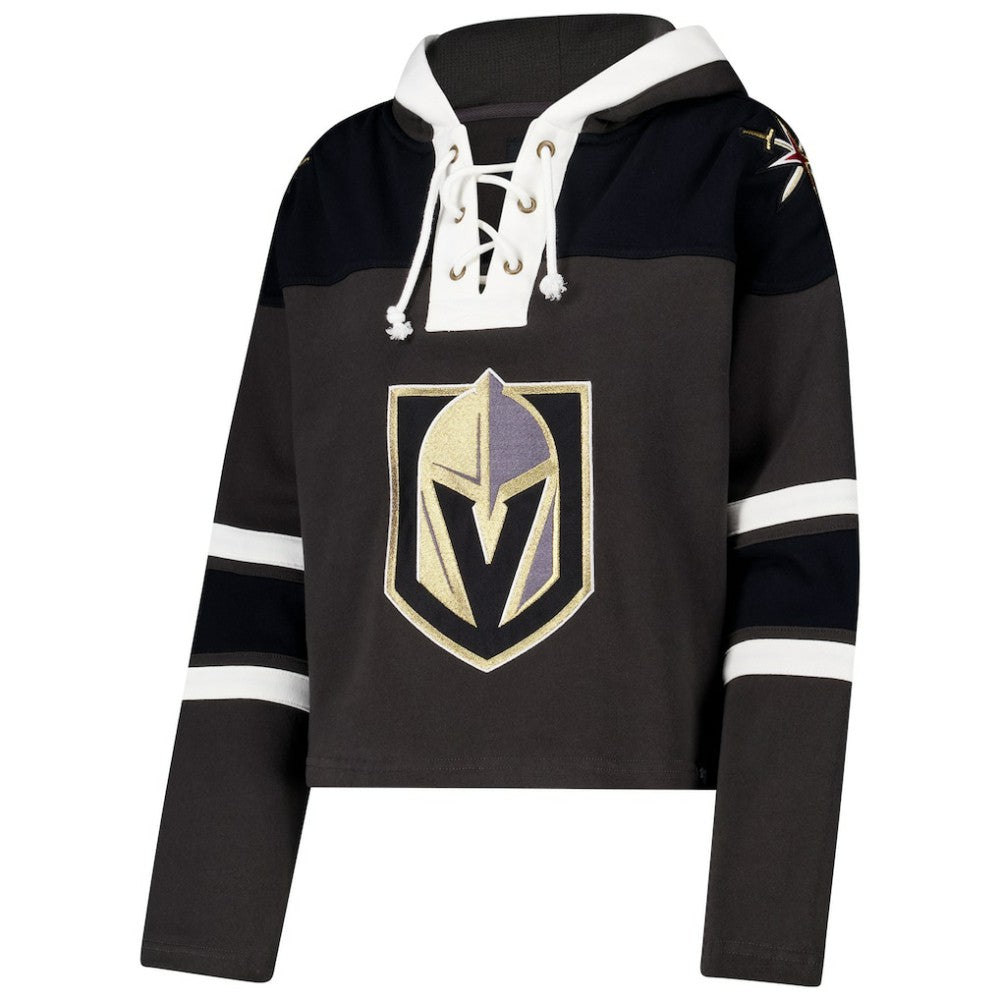 Vegas Golden Knights '47 Women's Cropped Superior Lacer Pullover Hoodie - Charcoal - NHL