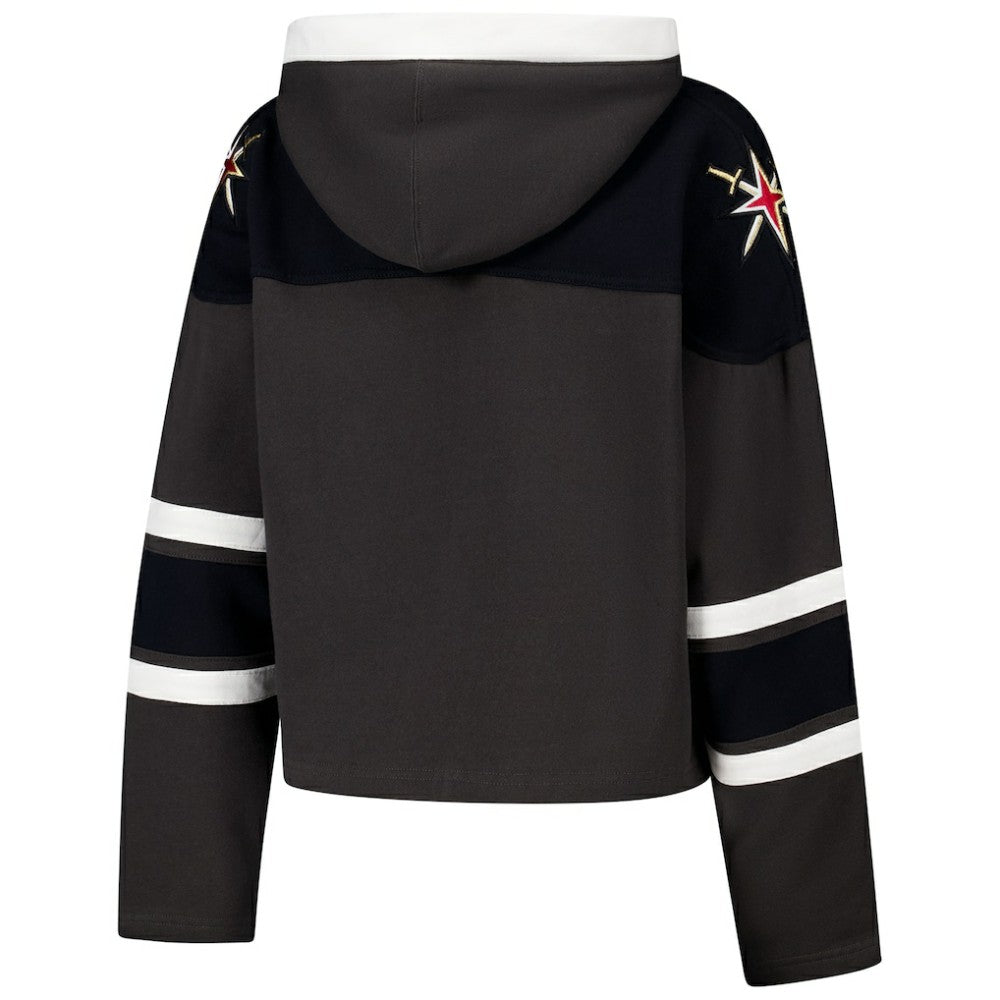 Vegas Golden Knights '47 Women's Cropped Superior Lacer Pullover Hoodie - Charcoal - NHL