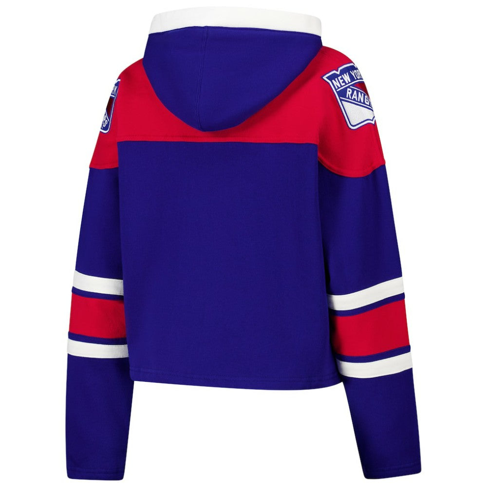 New York Rangers '47 Women's Cropped Superior Lacer Pullover Hoodie - Blue - NHL