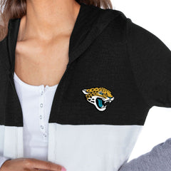 Jacksonville Jaguars Gameday Couture Women's Tri-Blend Color Block Lightweight Cardigan Hoodie Black | NFL
